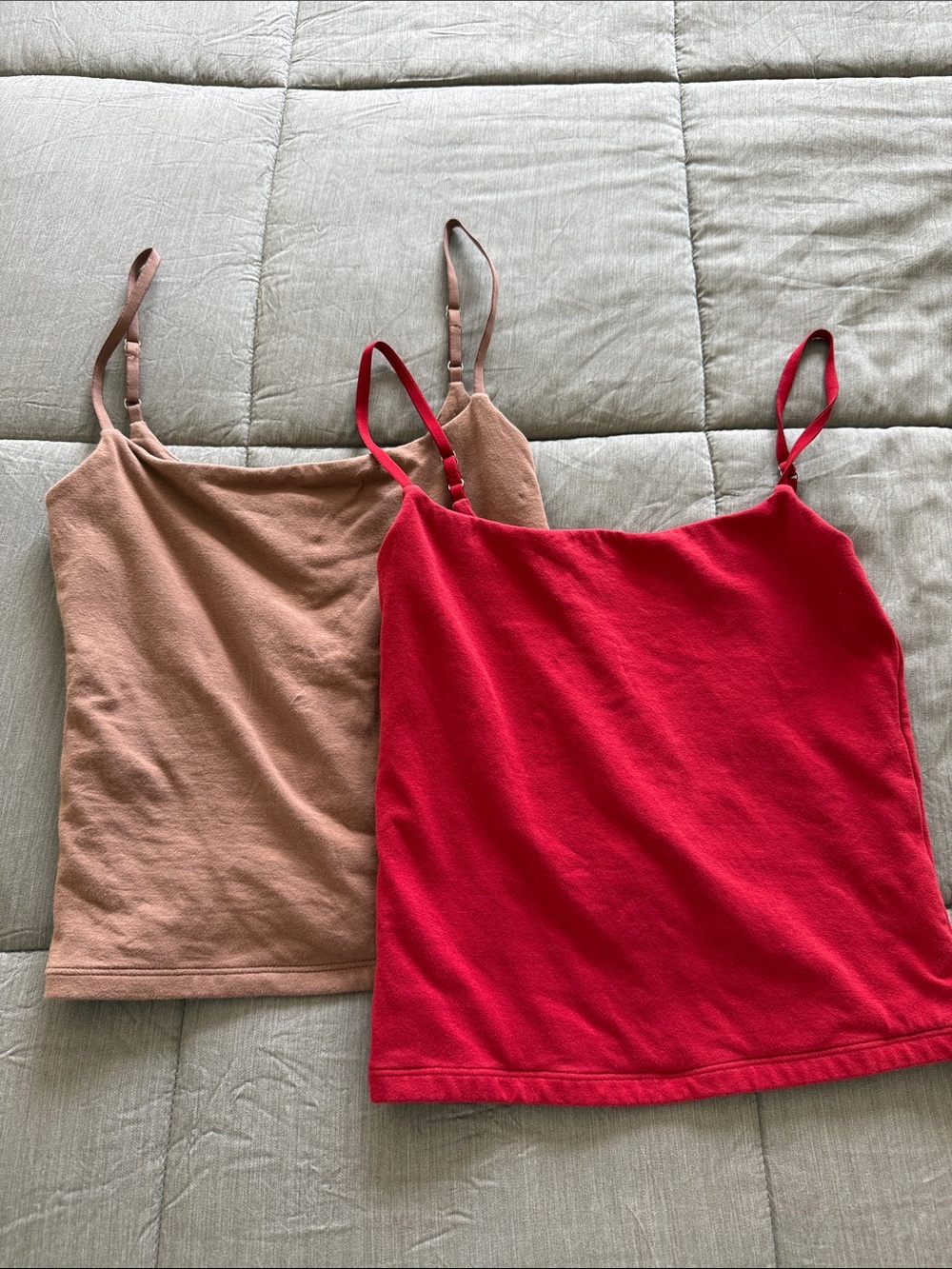 Abercrombie & Fitch Bra Free Red and Tan Spaghetti Strap Camisole Set